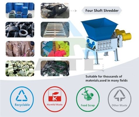 Versatile Four Shaft Shredder for Recycling Metal Wood and Plastic in Various Industries